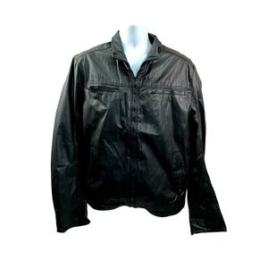 ROGUE Men’s Black Cotton Lightweight Motorcycle Zip Jacket Pockets Sz XL